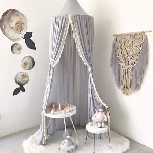  [아마존베스트]HOUTBY Princess Dome Bed Canopy Mosquito Net Kids Play Tent Hanging House Decoration for Baby Kids Indoor Outdoor Playing Reading