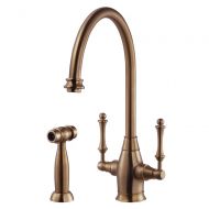 HOUZER Houzer CRLSS-650-AC Charleston Traditional Two Handle Kitchen Faucet Antique Copper