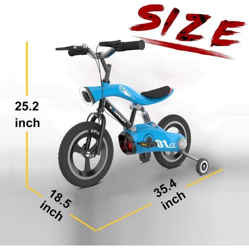  [아마존베스트]HOVER HEART Kids Bike, 12 Wheels Children Bicycle with Led Lights and Training Wheels, Blue and Red Color for 4~8 Years Old Boys & Girls