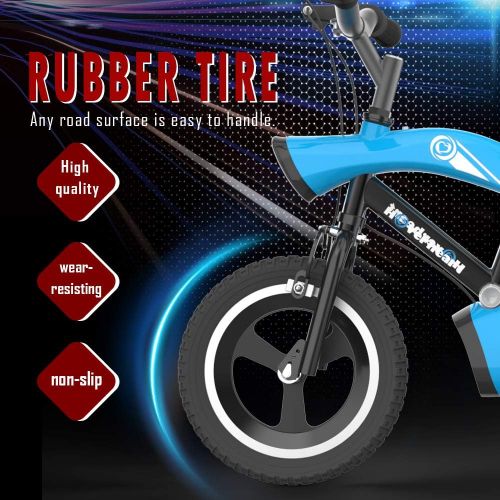  [아마존베스트]HOVER HEART Kids Bike, 12 Wheels Children Bicycle with Led Lights and Training Wheels, Blue and Red Color for 4~8 Years Old Boys & Girls