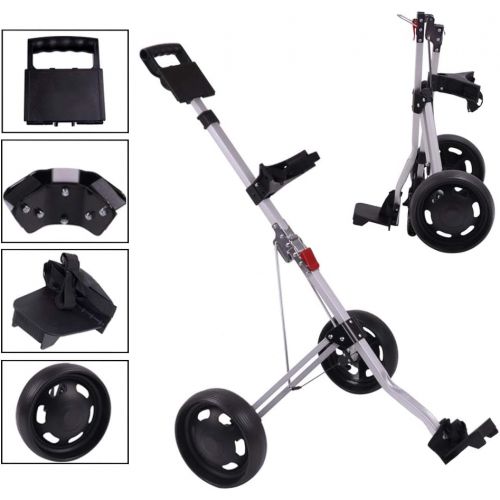  How True 2 Wheel Foldable Golf Push Cart Collapsible Golf Trolley Push Pull Golf Cart(59 x 28 x 40) Golf Hand Cart 2 Wheel Kids Golf cart Golf Bag cart Men’s Golf Gifts