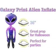 HOWBOUTDIS 36 Galaxy Print Alien Inflate with Extra Large Black Eyes - Party Favor - Carnival Prize