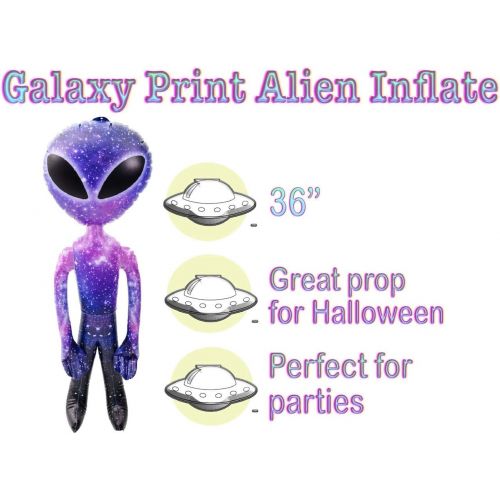  HOWBOUTDIS 36 Galaxy Print Alien Inflate with Extra Large Black Eyes - Party Favor - Carnival Prize