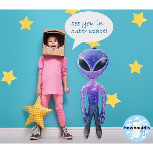  HOWBOUTDIS 36 Galaxy Print Alien Inflate with Extra Large Black Eyes - Party Favor - Carnival Prize