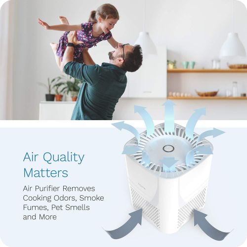  hOmeLabs 4-in-1 Compact Air Purifier - Quietly Ionizes and Purifies Air to Reduce Odors and Particles from the Air