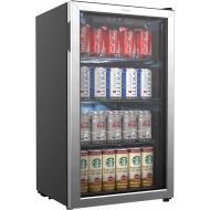 hOmeLabs Beverage Refrigerator and Cooler - 120 Can Mini Fridge with Glass Door for Soda Beer or Wine - Small Drink Dispenser Machine for Office or Bar with Adjustable Removable Sh