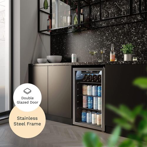 hOmeLabs Beverage Refrigerator and Cooler - 120 Can Mini Fridge with Glass Door for Soda Beer or Wine - Small Drink Dispenser Machine for Office or Bar with Adjustable Removable Sh