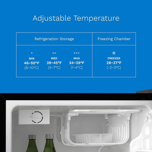  [아마존베스트]hOmeLabs Mini Fridge - 2.4 Cubic Feet Under Counter Refrigerator with Small Freezer - Drinks Healthy Snacks Beer Storage for Office, Dorm or Apartment with Removable Glass Shelves