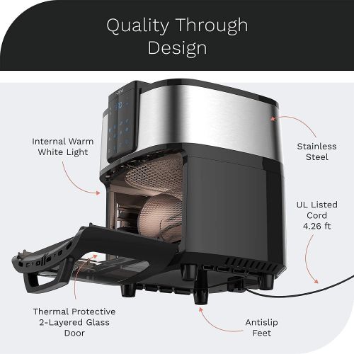  [아마존베스트]hOmeLabs 11.6 Quart XXL 8-in-1 Air Fryer Oven - Bake, Broil, Dehydrate and More - Complete Set of Dishwasher Safe Accessories Included