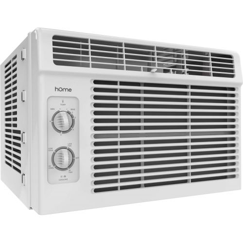  hOmeLabs 5000 BTU Window Mounted Air Conditioner - 7-Speed Window AC Unit Small Quiet Mechanical Controls 2 Cool and Fan Settings with Installation Kit Leaf Guards Washable Filter