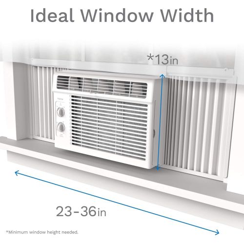  hOmeLabs 5000 BTU Window Mounted Air Conditioner - 7-Speed Window AC Unit Small Quiet Mechanical Controls 2 Cool and Fan Settings with Installation Kit Leaf Guards Washable Filter