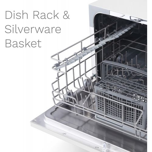  HOmeLabs hOmeLabs Compact Countertop Dishwasher - Portable Mini Dish Washer in Stainless Steel Interior for Small Apartment Office and Home Kitchen - Dishwashers with 6 Place Setting Rack a