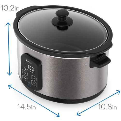  HOmeLabs hOmeLabs 6 Quart Slow Cooker Pot - Digital Programmable Slow Cooker Crock - 10 Hour Timer Auto Shut Off and Instant Food Warmer - Oval Nonstick Removable Crock Stoneware and Stainl