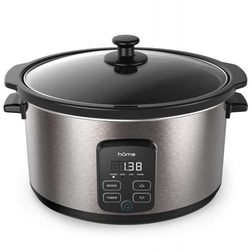  HOmeLabs hOmeLabs 6 Quart Slow Cooker Pot - Digital Programmable Slow Cooker Crock - 10 Hour Timer Auto Shut Off and Instant Food Warmer - Oval Nonstick Removable Crock Stoneware and Stainl