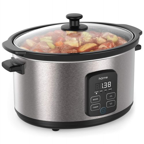  HOmeLabs hOmeLabs 6 Quart Slow Cooker Pot - Digital Programmable Slow Cooker Crock - 10 Hour Timer Auto Shut Off and Instant Food Warmer - Oval Nonstick Removable Crock Stoneware and Stainl