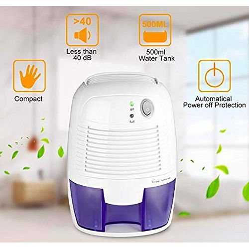  HOmeLabs Chiclulu Dehumidifier Ultra Quiet Compact Portable Electric Dehumidifier Home Bedroom Moisture Damp Mould Absorber for Basement Bathroom Kitchen Office Garage Bookcase (500ML)