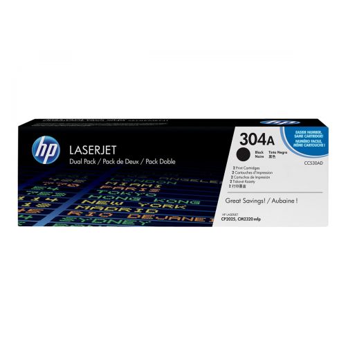 에이치피 HP 304A (CC530AD) Black Original LJ Toner Cartridges, 2 pack