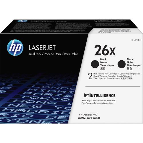 에이치피 HP 26X (CF226XD) Black High Yield Original LJ Toner Cartridges, 2 pack