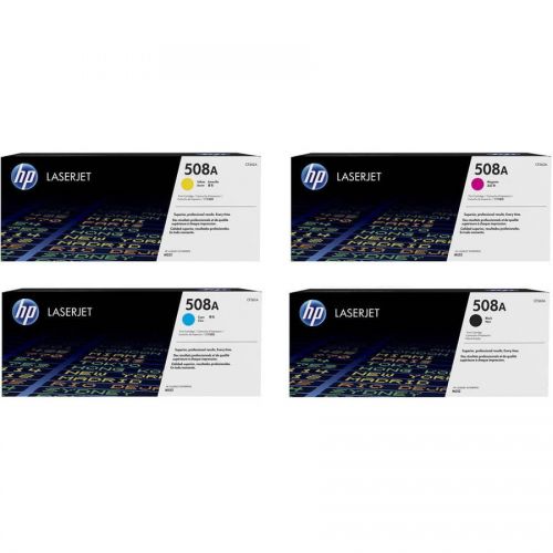 에이치피 HP 508A Toner Cartridge Set, 4-Pack, Contains 1 Each CF360A, CF361A, CF362A, CF363A.