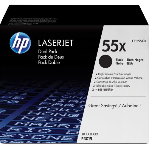 에이치피 HP 55X (CE255XD) Black High Yield Original LJ Toner Cartridges, 2 pack