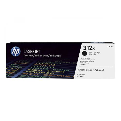 에이치피 HP 312X (CF380XD) Black High Yield Original LJ Toner Cartridges, 2 pack