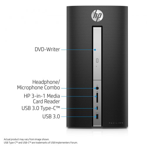 에이치피 HP Pavilion 570-p023w Desktop Tower, Intel Core i5-7400, 8GB Memory, 128GB SSD + 1TB Hard Drive, Windows 10