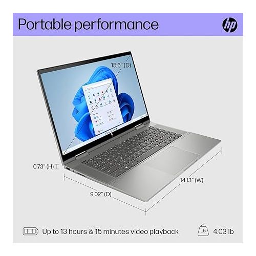 에이치피 HP Envy 2-in-1 Convertible Laptop, 15.6 inch IPS Touchscreen, AMD Ryzen 5 7530U Processor, Backlit Keyboard, Wi-Fi 6, Bang & Olufsen Audio, 13 Hr Battery Life, Windows 11 (64GB RAM | 2TB PCIe SSD)