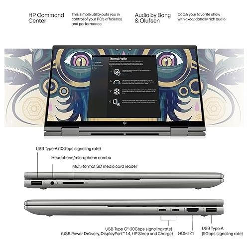 에이치피 HP Envy 2-in-1 Convertible Laptop, 15.6 inch IPS Touchscreen, AMD Ryzen 5 7530U Processor, Backlit Keyboard, Wi-Fi 6, Bang & Olufsen Audio, 13 Hr Battery Life, Windows 11 (32GB RAM | 1TB PCIe SSD)