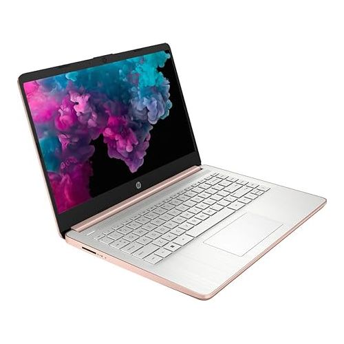 에이치피 HP 14 Laptop for College Students, School, 14 Inch HD Display, Intel Celeron N4120, 8GB RAM, 192GB Storage (64GB eMMC + 128GB SD Card), Windows 11, 1 Year Office 365, Webcam, Rose Gold, PCM