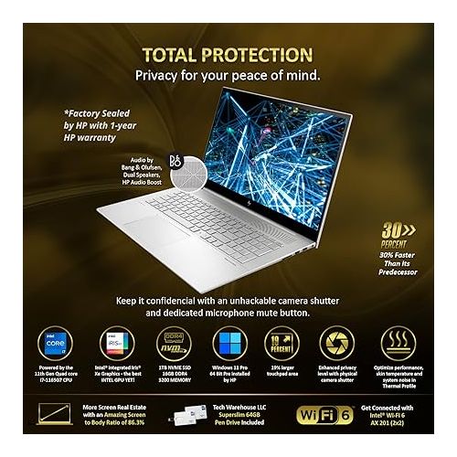 에이치피 HP Envy 17T Laptop, Intel Core Ultra 7 155H,16GB RAM, 1 TB PCIe NVMe M.2 SSD, 17.3