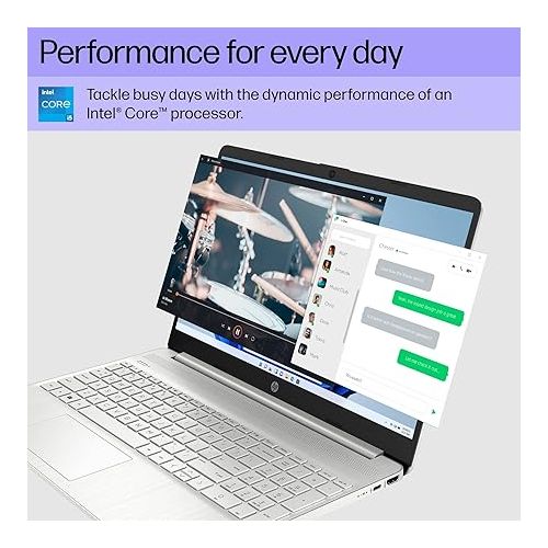 에이치피 HP 15.6 inch Laptop, FHD Display, 12th Gen Intel Core i5, 16 GB RAM, 512 GB SSD, Intel Iris Xe Graphics, Windows 11 Home, 15-dy5399nr (2023),Silver