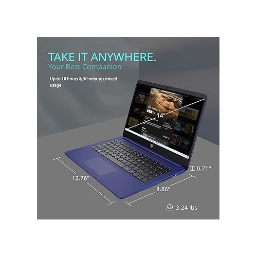 에이치피 HP 14 Inch Touchscreen Business Laptop, AMD Ryzen 7 5700U, 32GB RAM, 1TB SSD, Windows 11 Pro, SD Card Reader, Long Battery Life, Blue, PCM