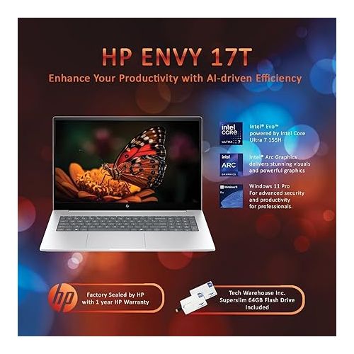 에이치피 HP Envy 17T Laptop, Intel® Core™ Ultra 7 155H,16GB RAM, 512 GB PCIe NVMe M.2 SSD, 17.3