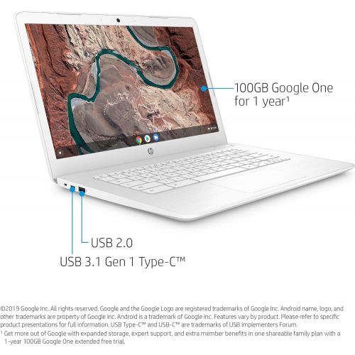 에이치피 [아마존 핫딜] [아마존핫딜]HP Chromebook 14-inch Laptop with 180-Degree Hinge, Full HD Screen, AMD Dual-Core A4-9120 Processor, 4 GB SDRAM, 32 GB eMMC Storage, Chrome OS (14-db0050nr, Snow White)