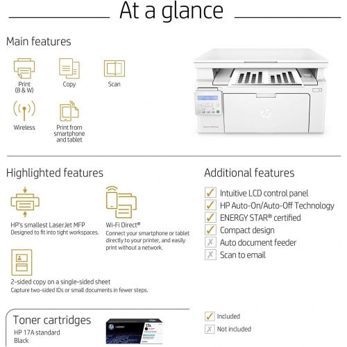 에이치피 [아마존 핫딜] [아마존핫딜]HP LaserJet Pro M130nw All-in-One Wireless Laser Printer, Amazon Dash Replenishment ready (G3Q58A). Replaces HP M125nw Laser Printer