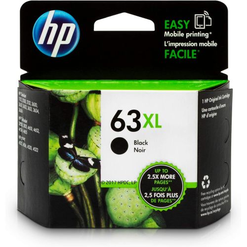 에이치피 [아마존베스트]HP 63XL Black Ink Cartridge (F6U64AN) for HP Deskjet 1112 2130 2132 3630 3632 3633 3634 3636 3637 HP ENVY 4512 4513 4520 4523 4524 HP Officejet 3830 3831 3833 4650 4652 4654 4655