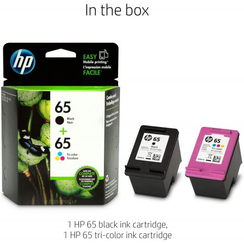 에이치피 [아마존베스트]HP 65 Black & Tri-color Ink Cartridges, 2 Cartridges (N9K01AN, N9K02AN) for HP DeskJet 2624 2652 2655 3722 3752 3755 3758