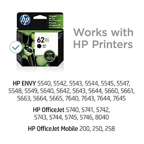 에이치피 [아마존베스트]HP 62XL Black Ink Cartridge (C2P05AN) for HP ENVY 5540 5541 5542 5543 5544 5545 5547 5548 5549 5640 5642 5643 5644 5660 5661 5663 5664 5665 7640 7643 7644 7645 HP Officejet 200 250