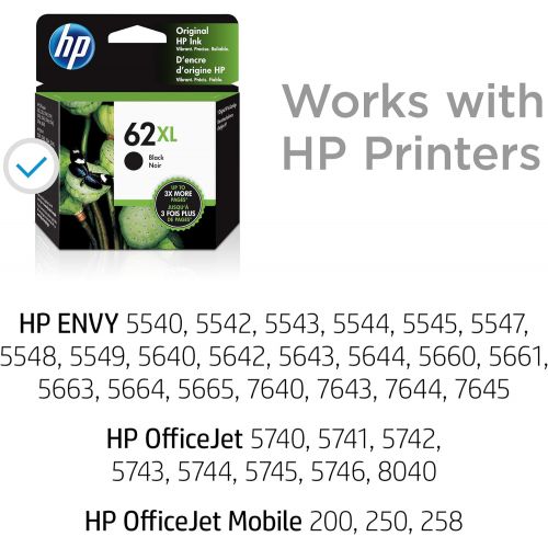 에이치피 [아마존베스트]HP 62XL Black Ink Cartridge (C2P05AN) for HP ENVY 5540 5541 5542 5543 5544 5545 5547 5548 5549 5640 5642 5643 5644 5660 5661 5663 5664 5665 7640 7643 7644 7645 HP Officejet 200 250