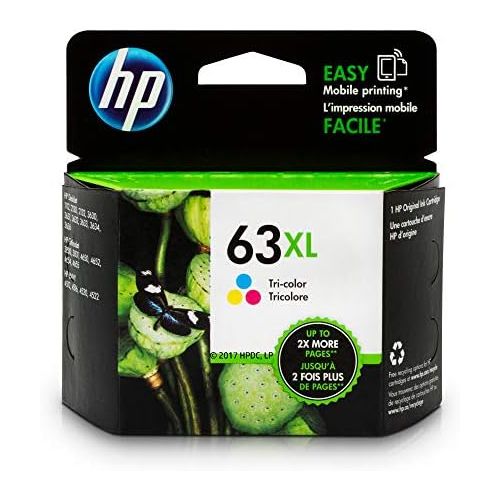 에이치피 [아마존베스트]HP 63XL Tri-color Ink Cartridge (F6U63AN) for HP Deskjet 1112 2130 2132 3630 3632 3633 3634 3636 3637 HP ENVY 4512 4513 4520 4523 4524 HP Officejet 3830 3831 3833 4650 4652 4654 46