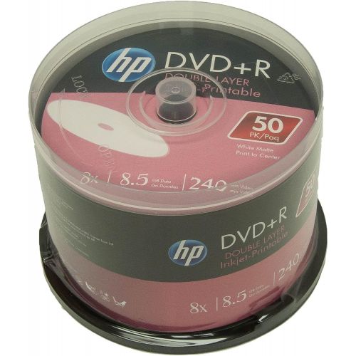 에이치피 [아마존베스트]HP Hp DVD+R Dl Double Layer 8X 8.5Gb White Inkjet Printable 50 Pack in Spindle