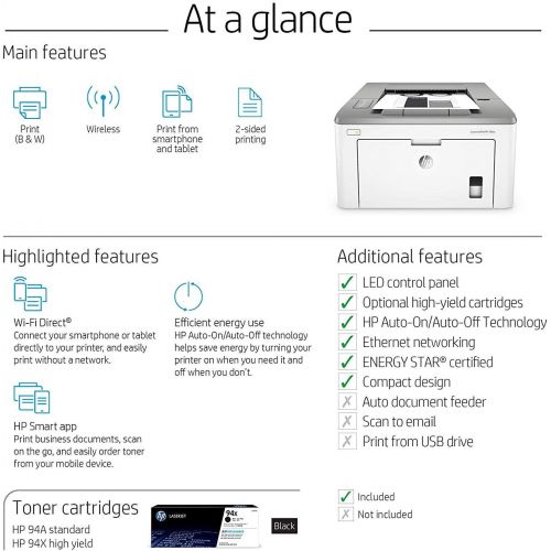 에이치피 [아마존베스트]HP Laserjet Pro M118dw Wireless Monochrome Laser Printer with Auto Two-Sided Printing, Mobile Printing & Built-in Ethernet (4PA39A)