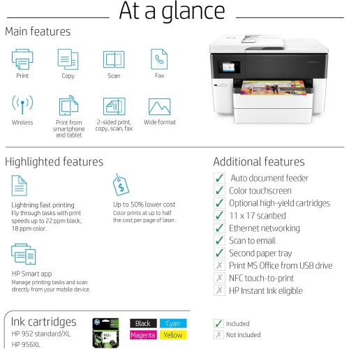 에이치피 [아마존베스트]Last purchased on August 7, 2018 HP OfficeJet Pro 7740 Wide Format All-in-One Printer with Wireless Printing, Amazon Dash Replenishment ready (G5J38A)