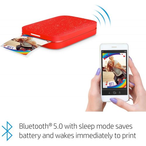 에이치피 HP Sprocket Portable Photo Printer (2nd Edition)  Instantly Print 2x3 Sticky-Backed Photos from Your Phone  [Cherry Tomato] [1AS90A]