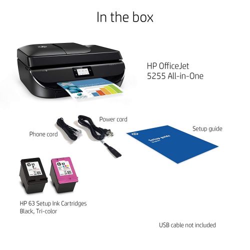 에이치피 HP OfficeJet 5255 Wireless All-in-One Printer, HP Instant Ink & Amazon Dash Replenishment Ready (M2U75A), Black