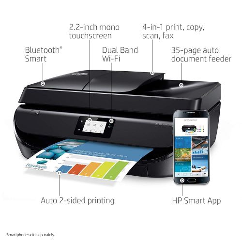 에이치피 HP OfficeJet 5255 Wireless All-in-One Printer, HP Instant Ink & Amazon Dash Replenishment Ready (M2U75A), Black