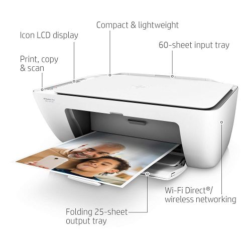 에이치피 HP DeskJet 2655 All-in-One Compact Printer, HP Instant Ink & Amazon Dash Replenishment Ready - White (V1N04A)