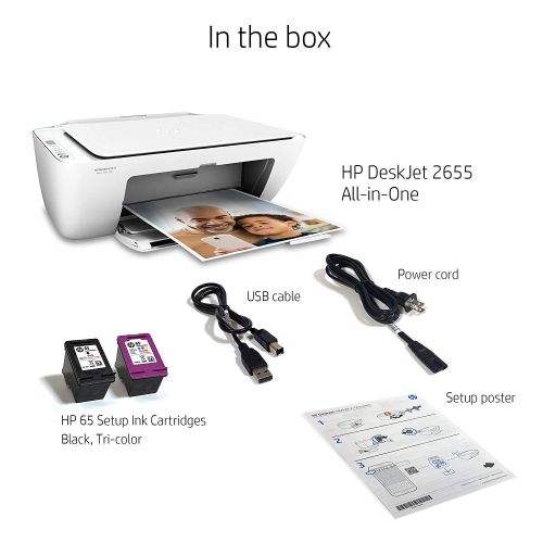 에이치피 HP DeskJet 2655 All-in-One Compact Printer, HP Instant Ink & Amazon Dash Replenishment Ready - White (V1N04A)