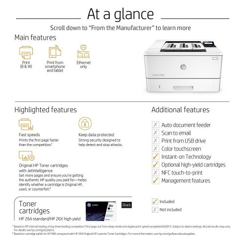 에이치피 HP LaserJet Pro M402n Laser Printer with Built-in Ethernet, Amazon Dash Replenishment ready (C5F93A)