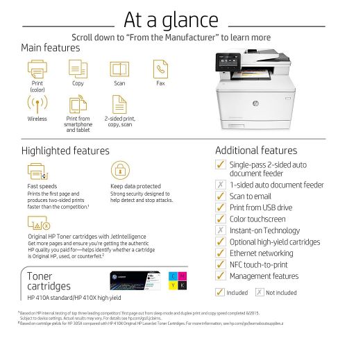 에이치피 HP LaserJet Pro M477fdw All-in-One Wireless Color Laser Printer with Double-Sided Printing, Amazon Dash Replenishment ready (CF379A)